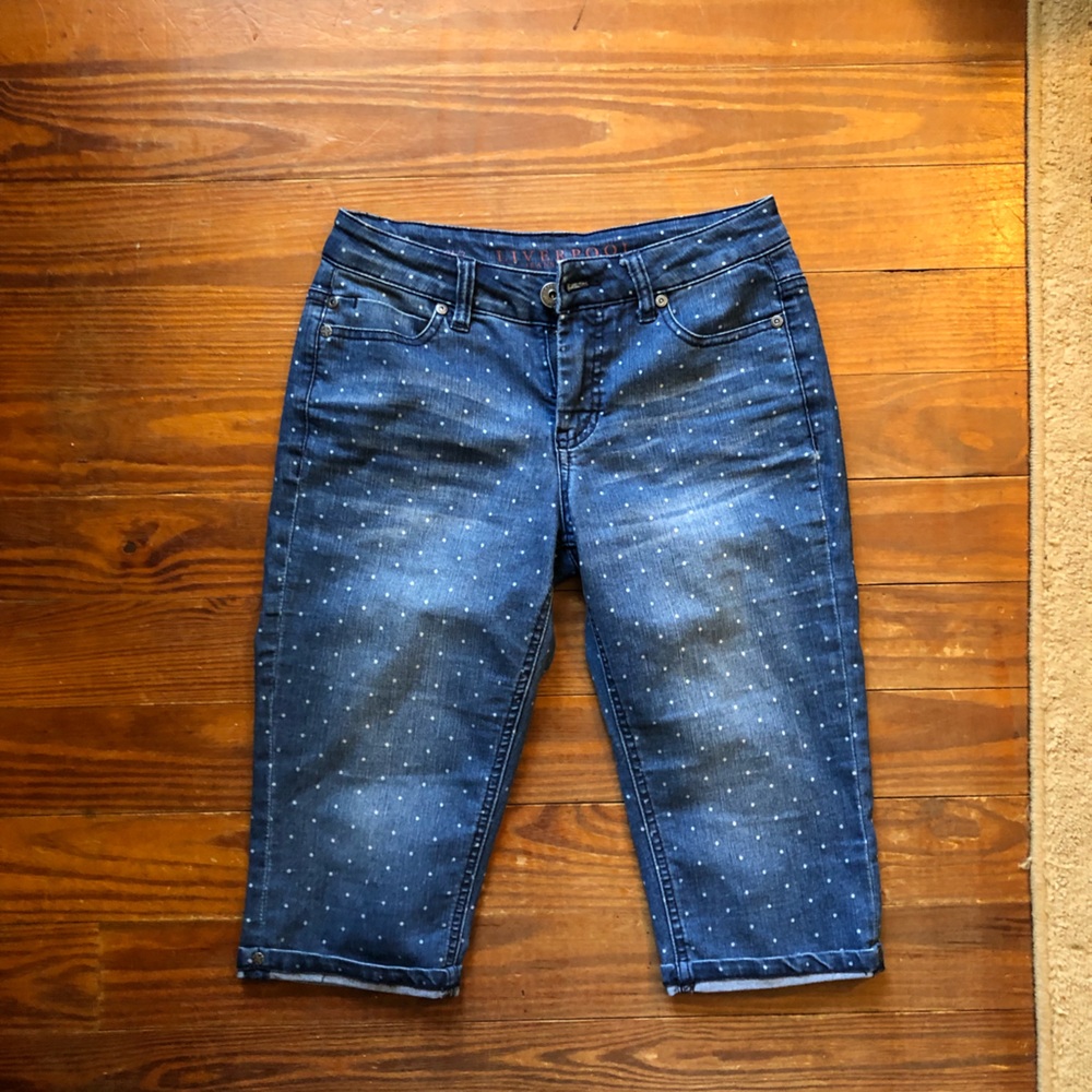 Polka Dot Liverpool Capri Jeans Size 26